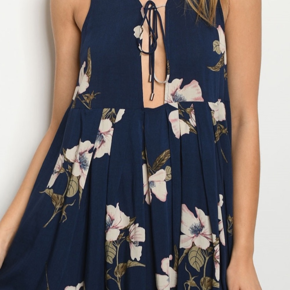Dark Blue Flower Dress 🌼